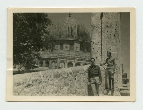 Palestine (William "Bill" McGuire and Peter Wiley in front of the Dome of the Rock). Recto