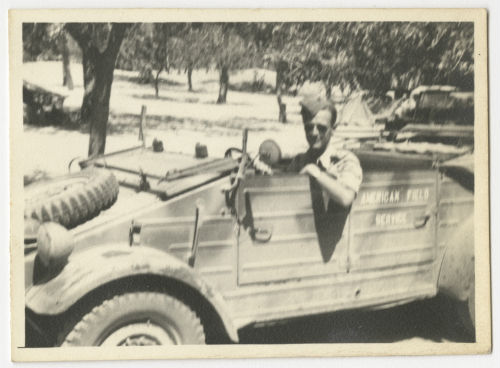Lester Collins in an AFS car in Tunisia. Recto