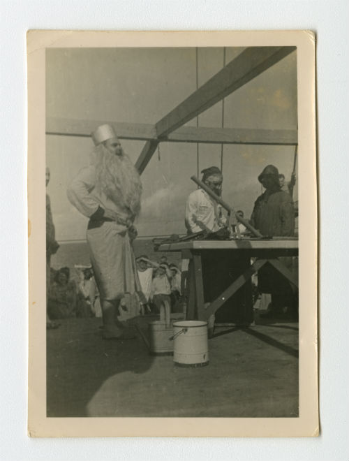 William "Bill" Warden dressed as Neptune on the SS El Nil. Recto