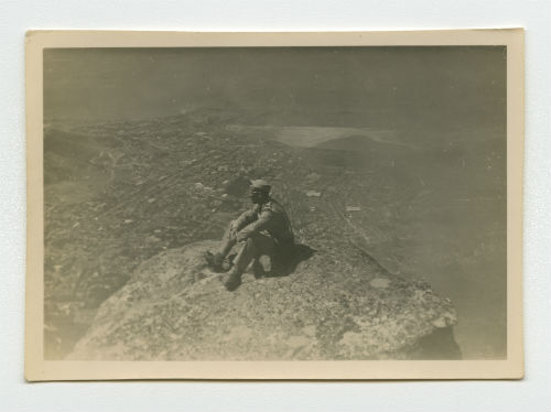 Arthur Howe, Jr. on top of Table Mountain in Cape Town, South Africa. Photograph Recto