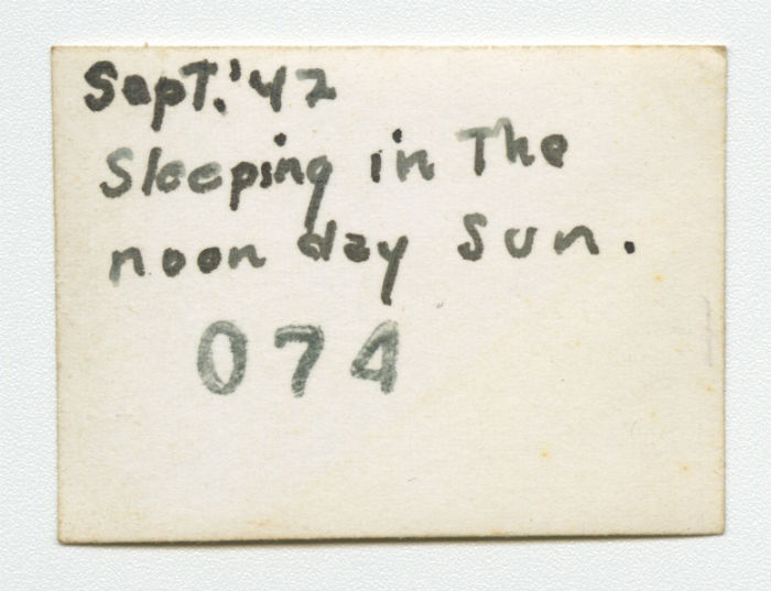 Arthur Howe, Jr. sleeping in the noon day sun. Verso