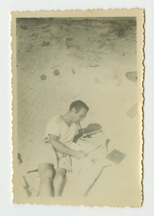 Arthur Howe, Jr. on a beach near Tripoli, Libya. Recto