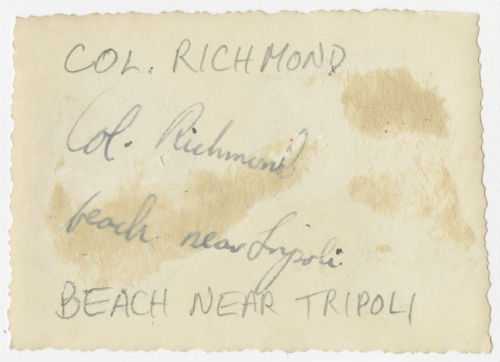 Colonel Richmond on a beach near Tripoli. Verso
