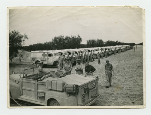 Arthur Howe, Jr. and General Sir Oliver Leese during the inspection of 567 Coy near Homs. Recto